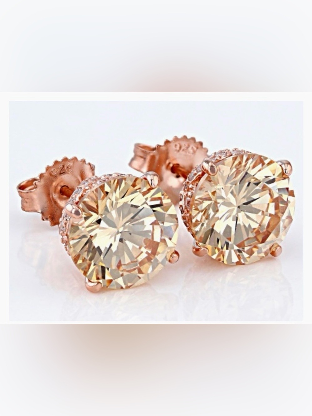 🌸JTV20 - Vanna K Champagne and White 14K Rose Gold Over SS Earrings🌹💛🛍️